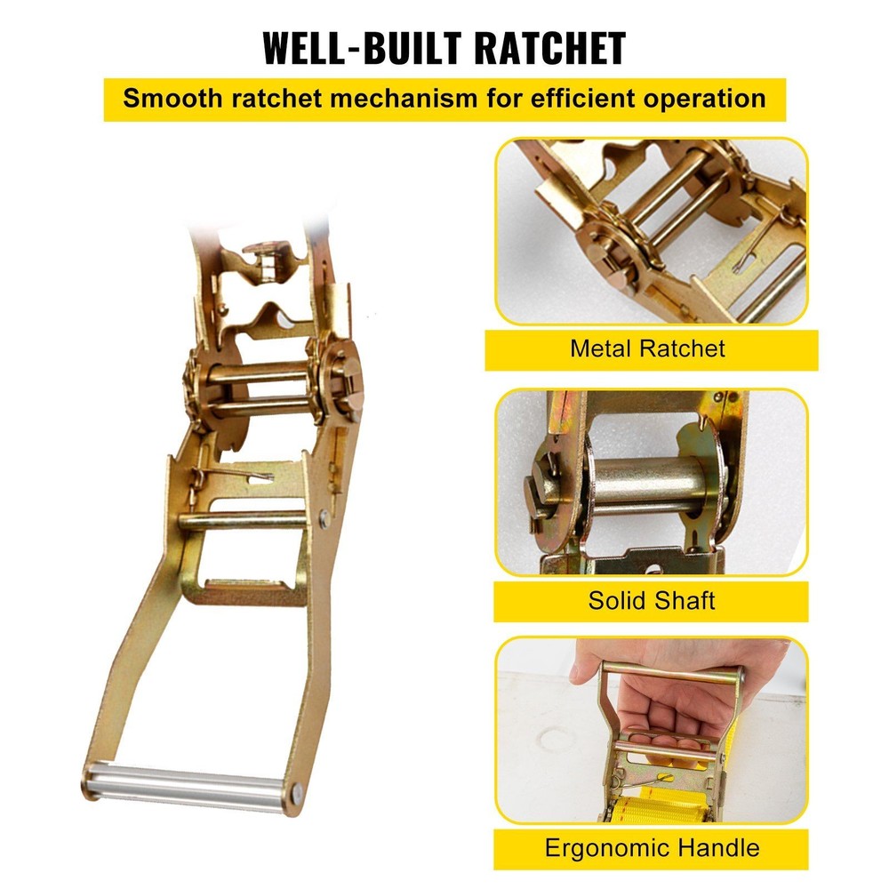 4400lb 2x15ft Polyester E Track Ratchet Strap 18PCS with Spring Fitting