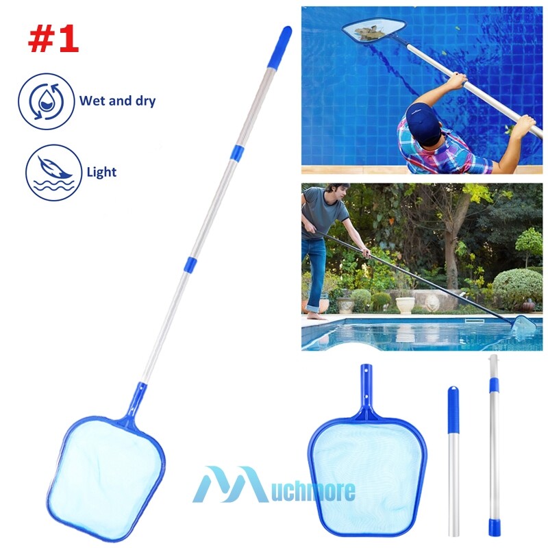 Swimming Pool Leaf Skimmer Flat/Deep Bag Rake Net, Leaf Cleaner Net with Pole