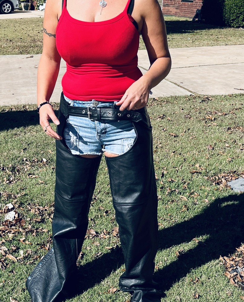 Women’s Motorcycle Leather Chaps, Size Small