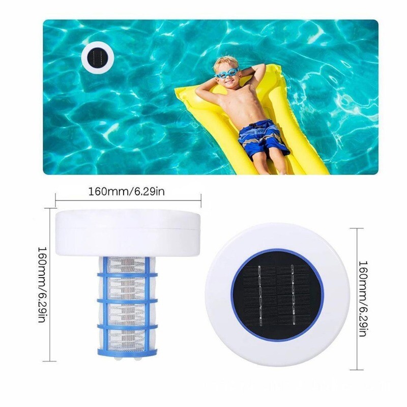 Solar powered copper-ion Pool Ionizer w/ LED Self-cleaning Anode FAST SHIP US