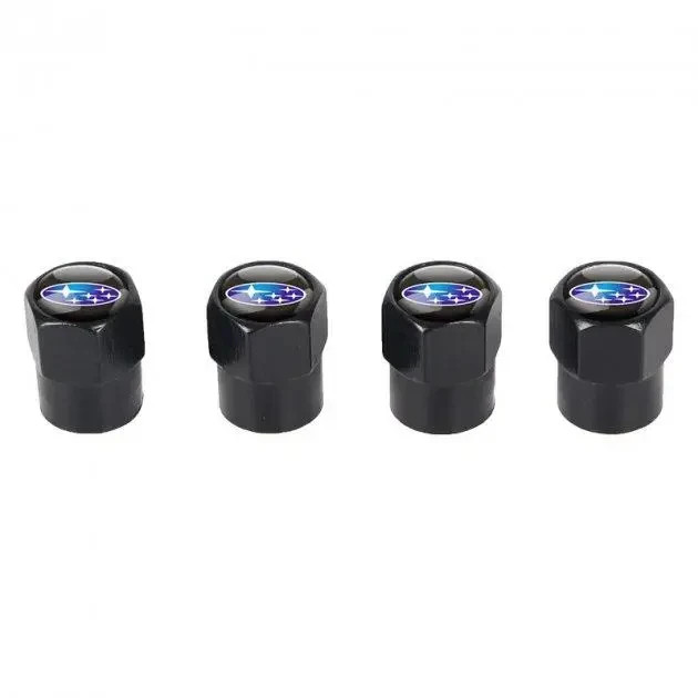 Compatible with Subaru 4Pcs Tire Valve Stem Caps Black Anodized Aluminum Set
