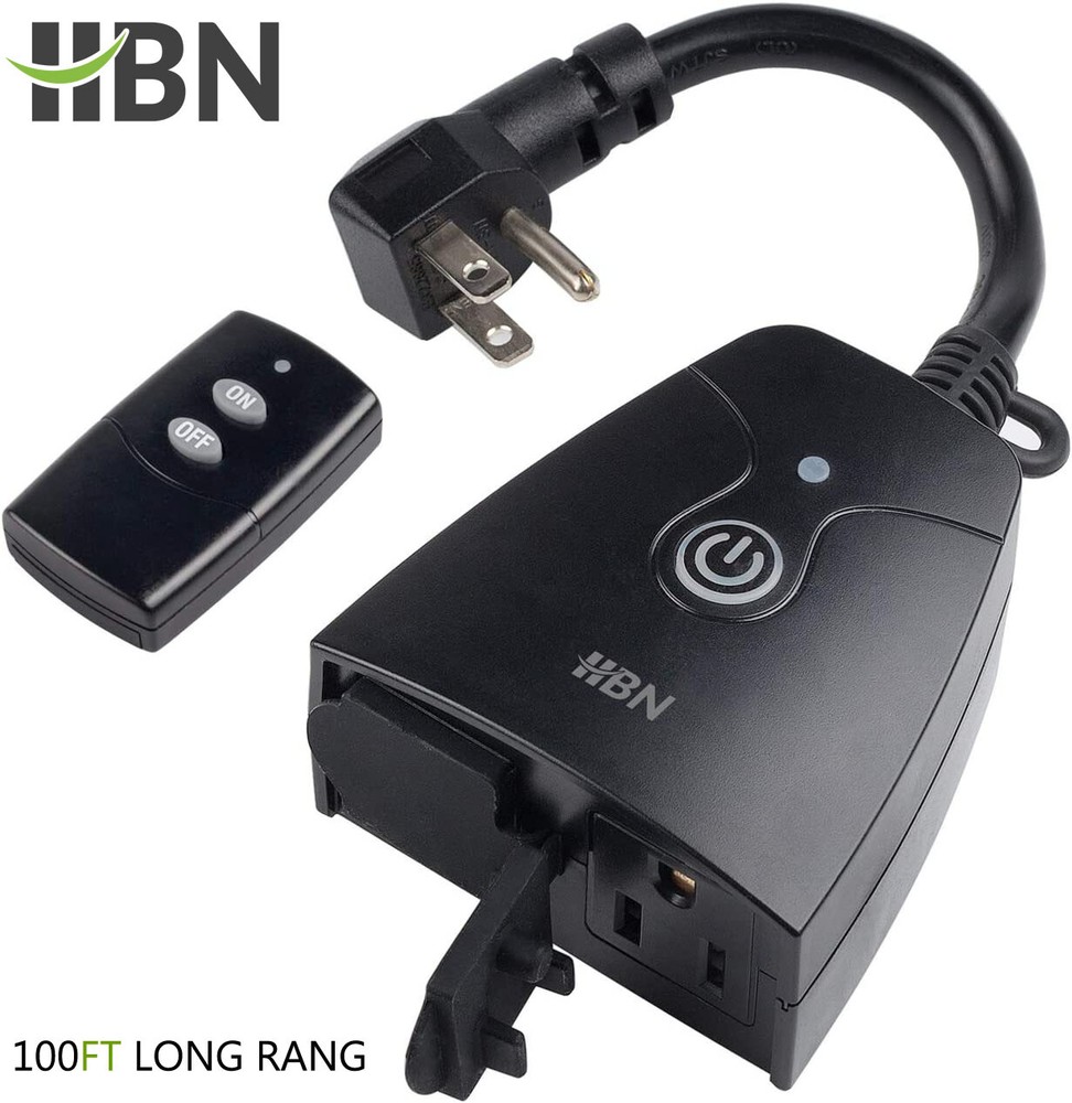 HBN Outdoor Wireless Remote Control Light Switch Outlet Plug 100 FT long Range