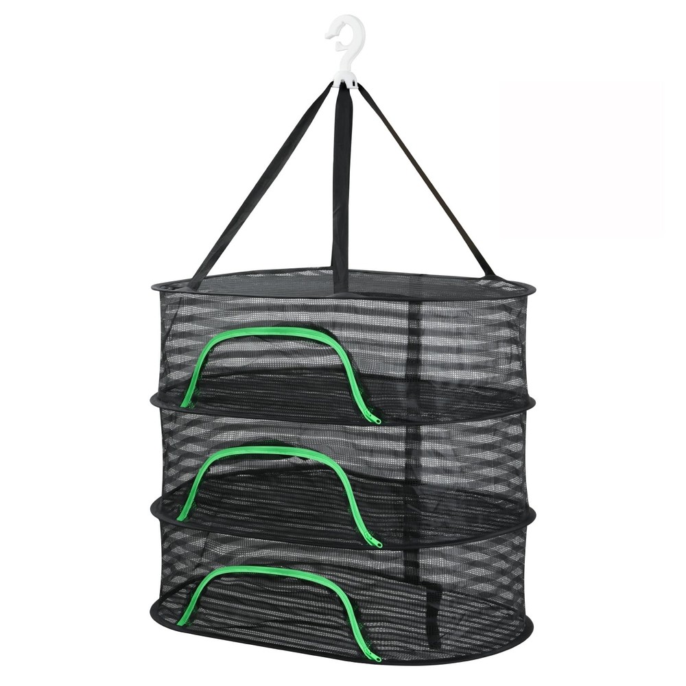 Hanging Drying Rack, Foldable Mesh Drying Net 3 Layers Hanging Dry Basket wit...