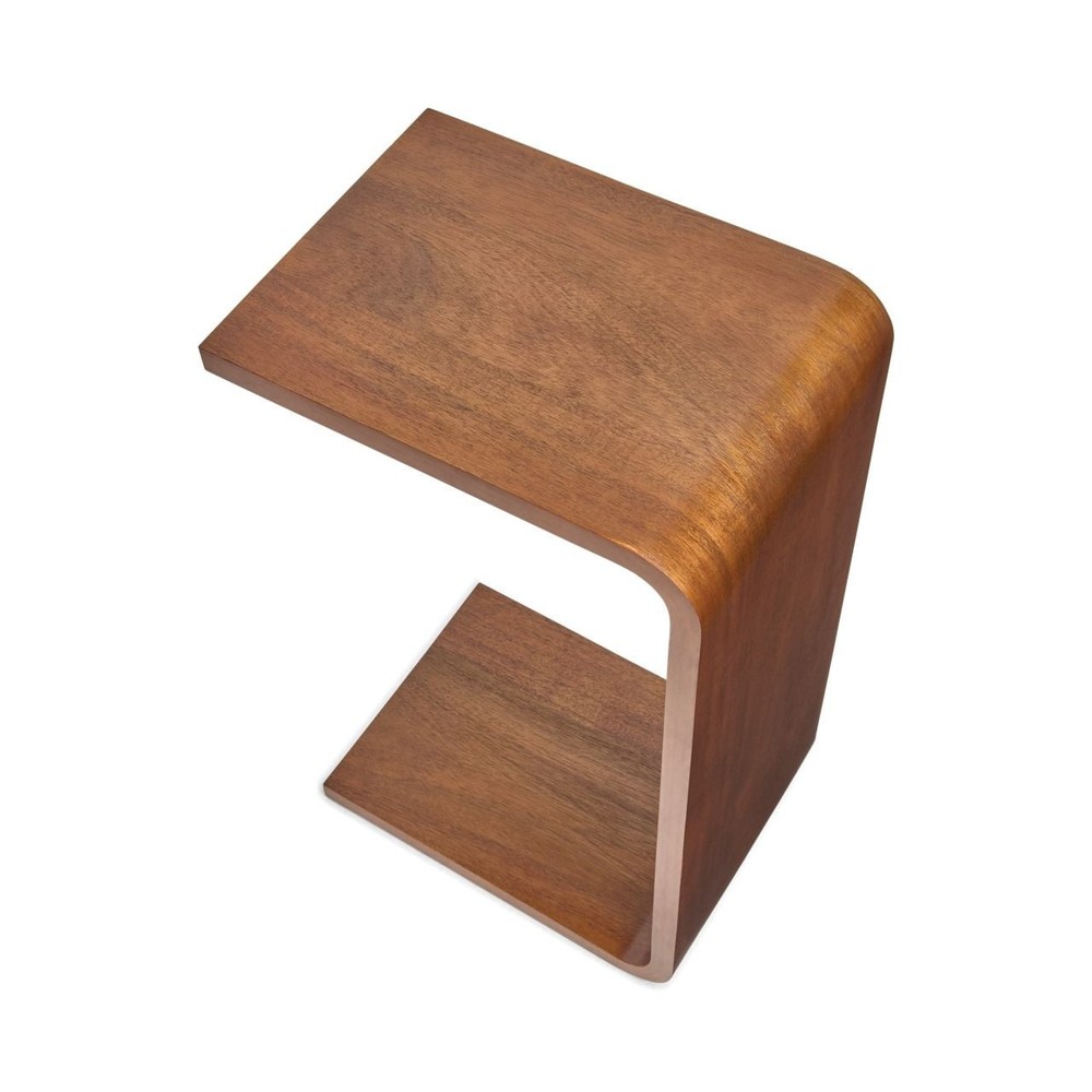 Amelia C Shape End Table with Charging Station Small Sofa Side Table for Living