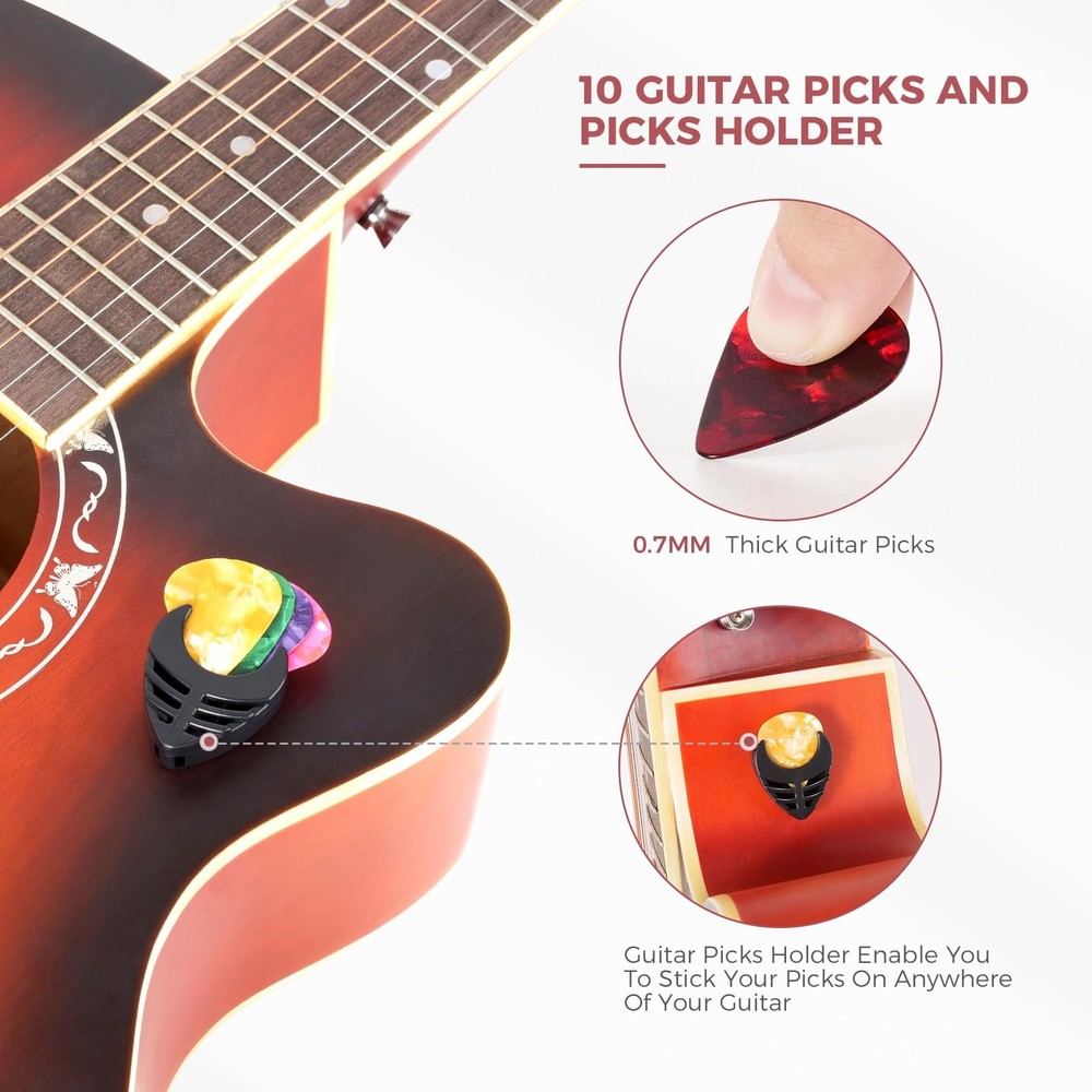 Guitar Accessories Kit - Capo, Tuner, Wall Mount Hanger, Picks, String Cleane...