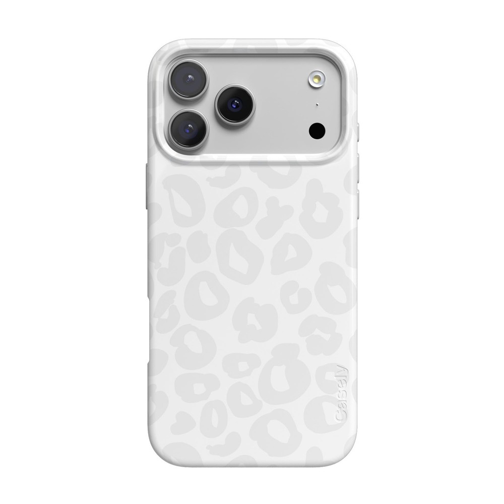 Casely iPhone 17 Pro Max Case | Into The Wild | White Snow Leopard Print