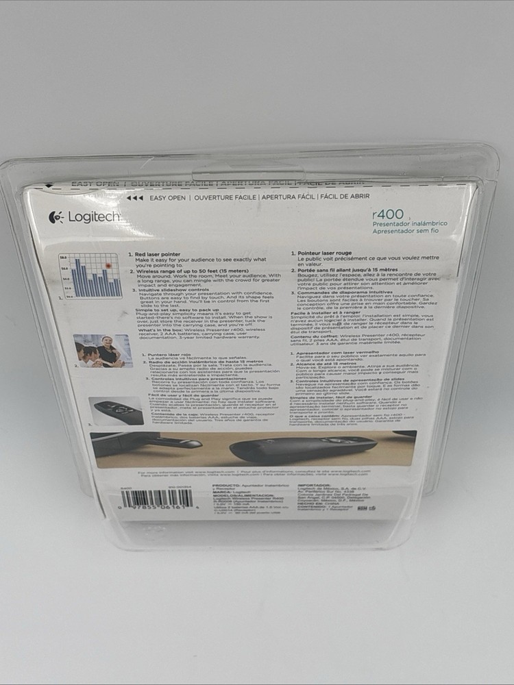 NEW SEALED Logitech R400 Wireless Presenter Red Laser Pointer Clicker Windows PC