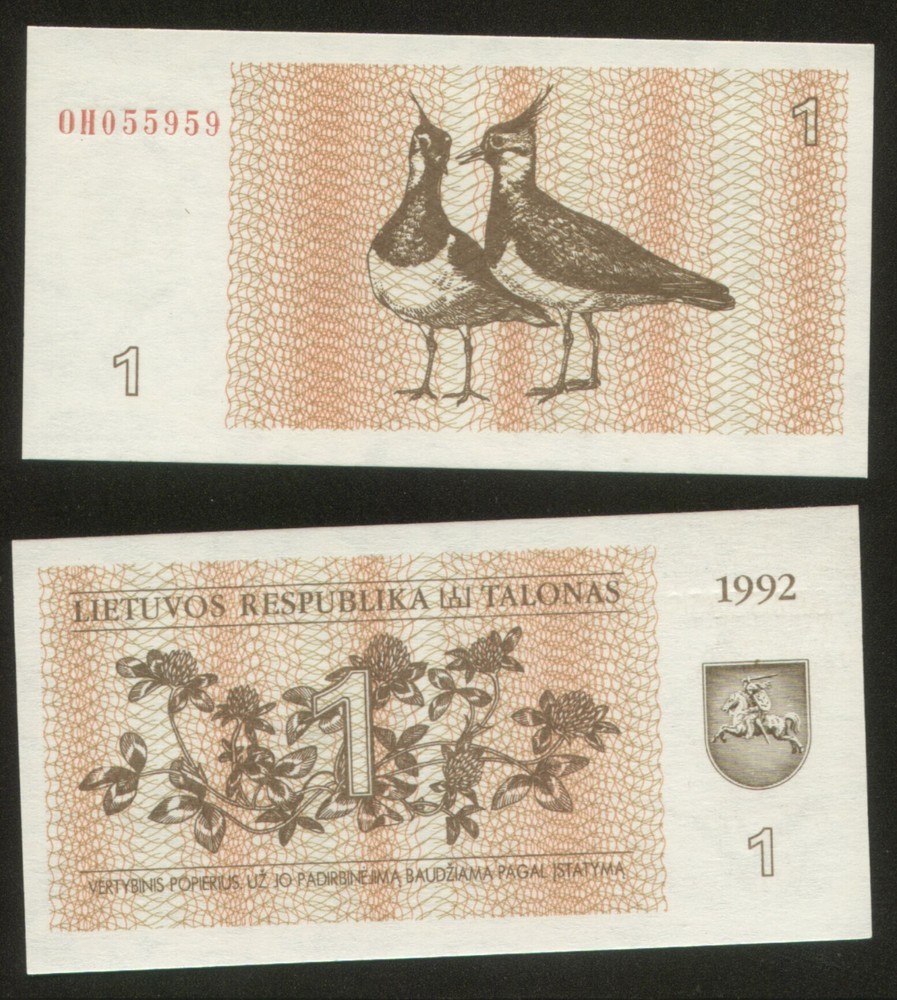 Lithuania 1 Talon 1992 Pick 39 UNC
