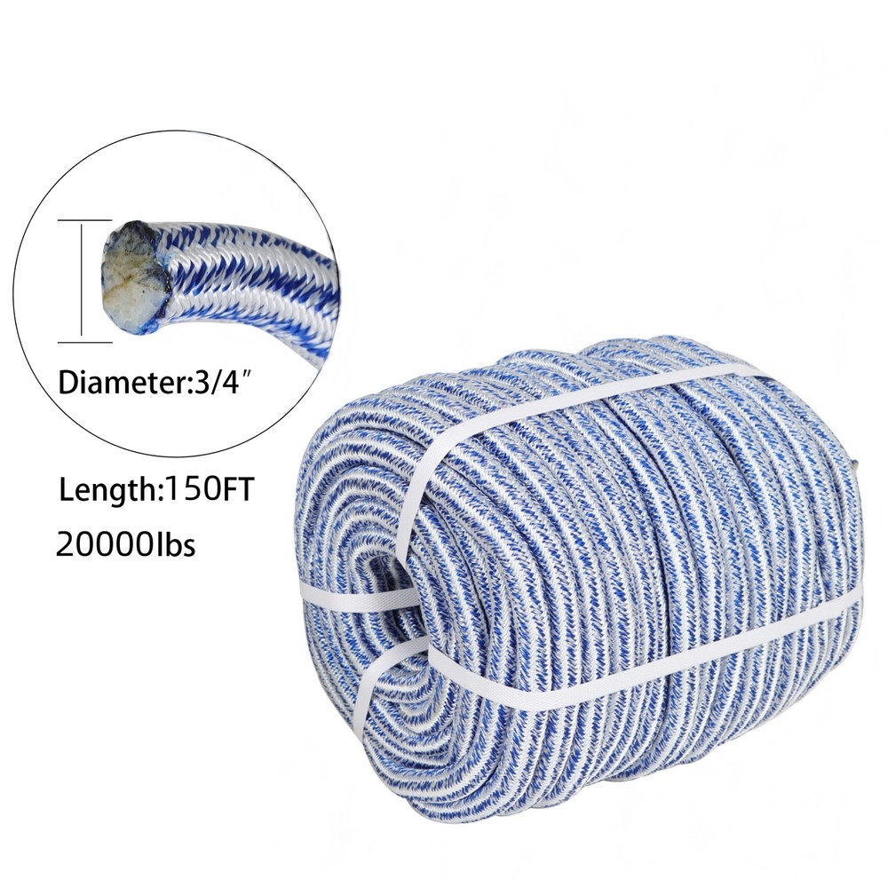 24 Strand Braid Polyester Rope 3/4" × 150' 20000Lbs Arborist Tree Rope