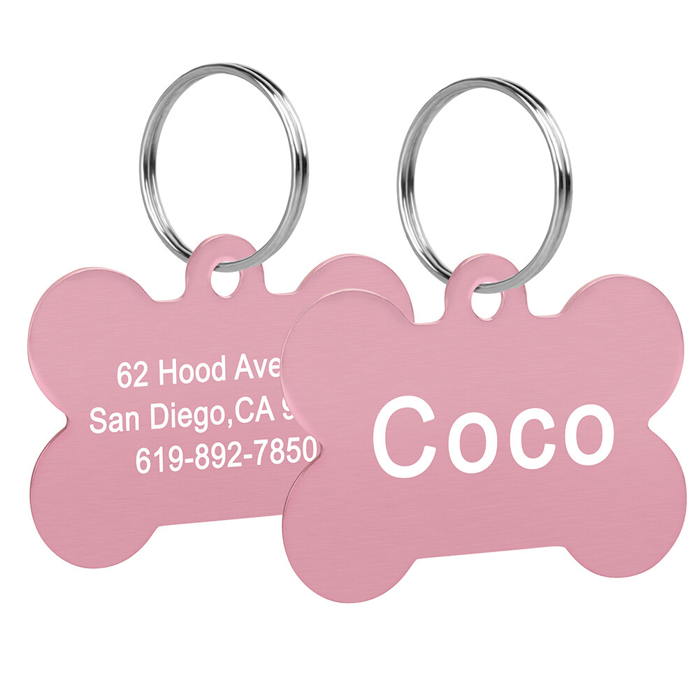 Personalized Pet ID Tags for Dogs Cats Bone Identification Collar Discs Engraved