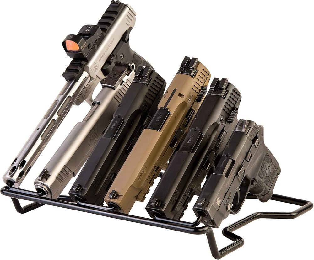 Lockdown Handgun Rack Barrel Up or Muzzle Holder with 6 Rack- Muzzle, Black
