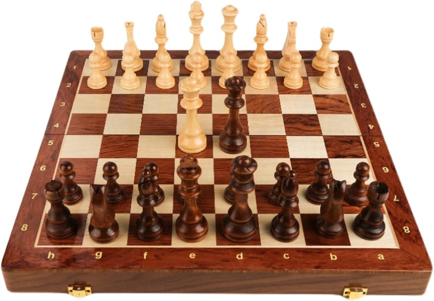 15'' Walnut Chess Set with Storage Board for Adults & Children, 2 Players