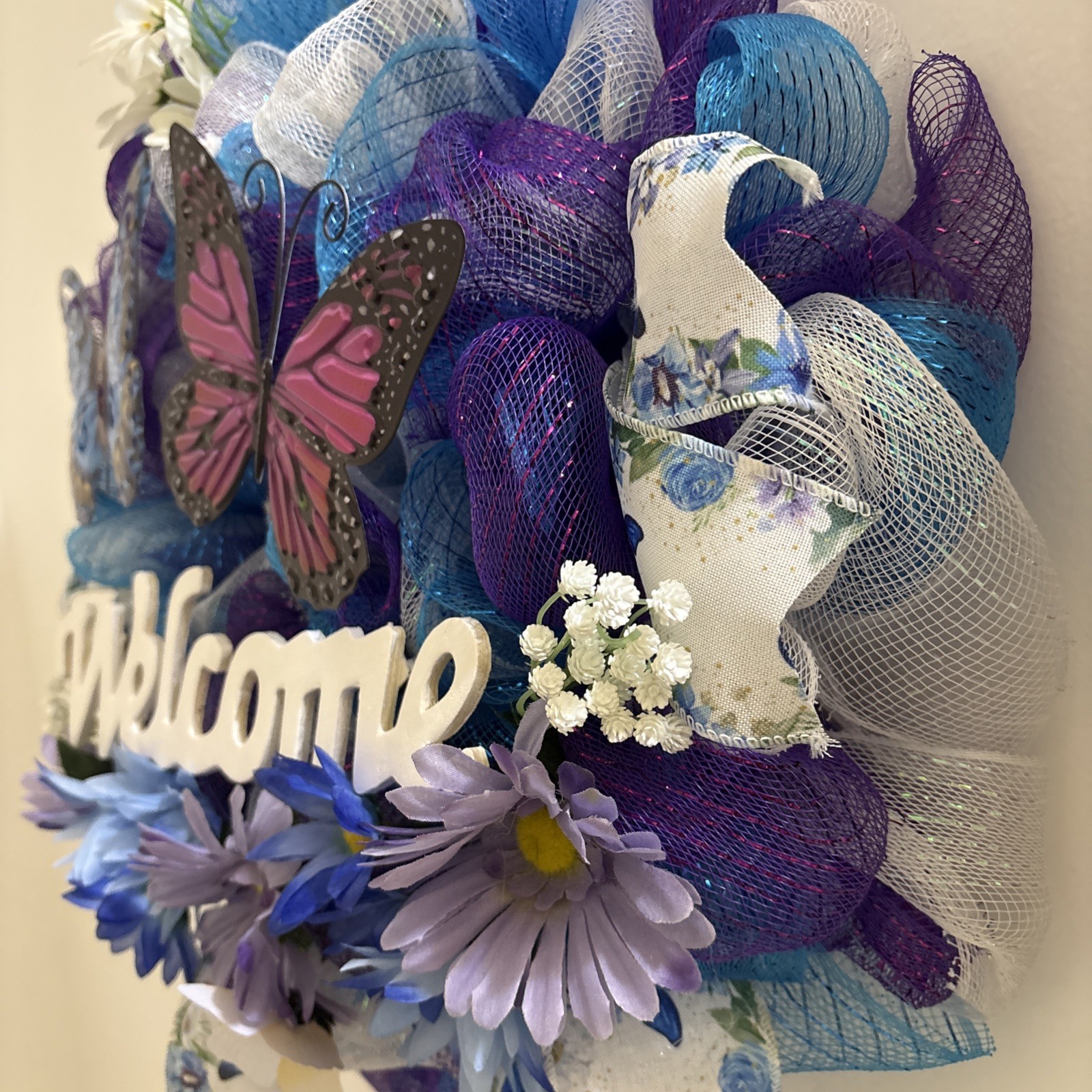 Butterfly Door Wreath New Handmade 17”