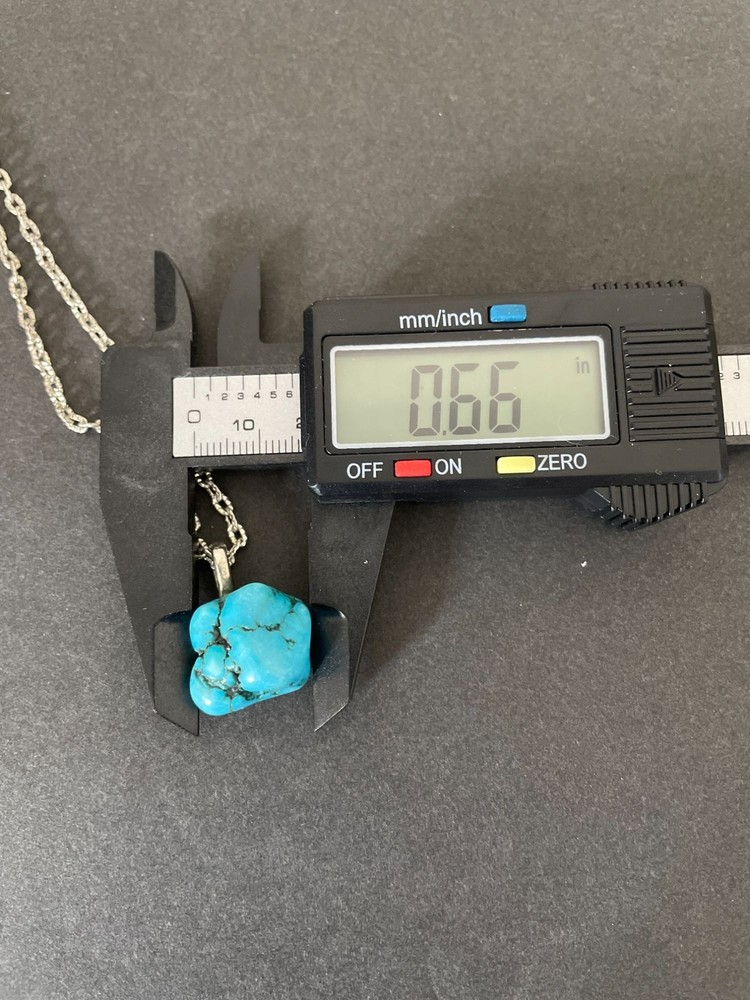 Turquoise Nugget Silver Tone Necklace