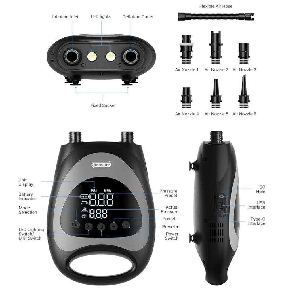Dr Meter Paddle Board Pump Rechargeable Model NW03
