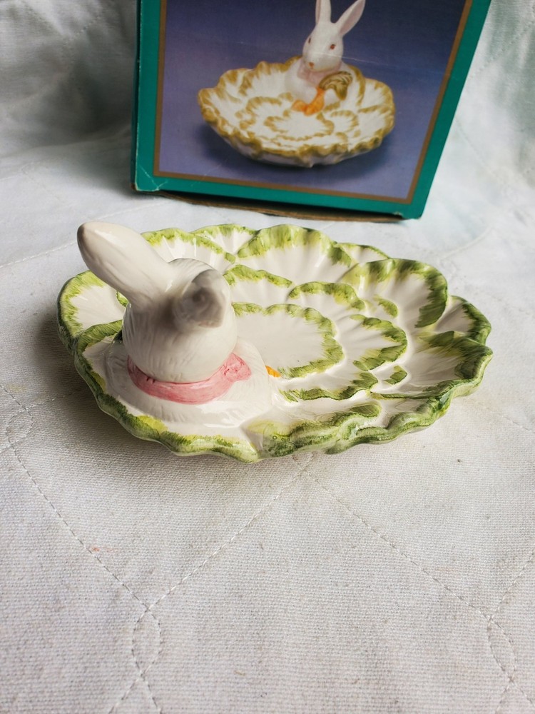 World Bazaars Hand Painted Ceramic Candy Dish With Bunny