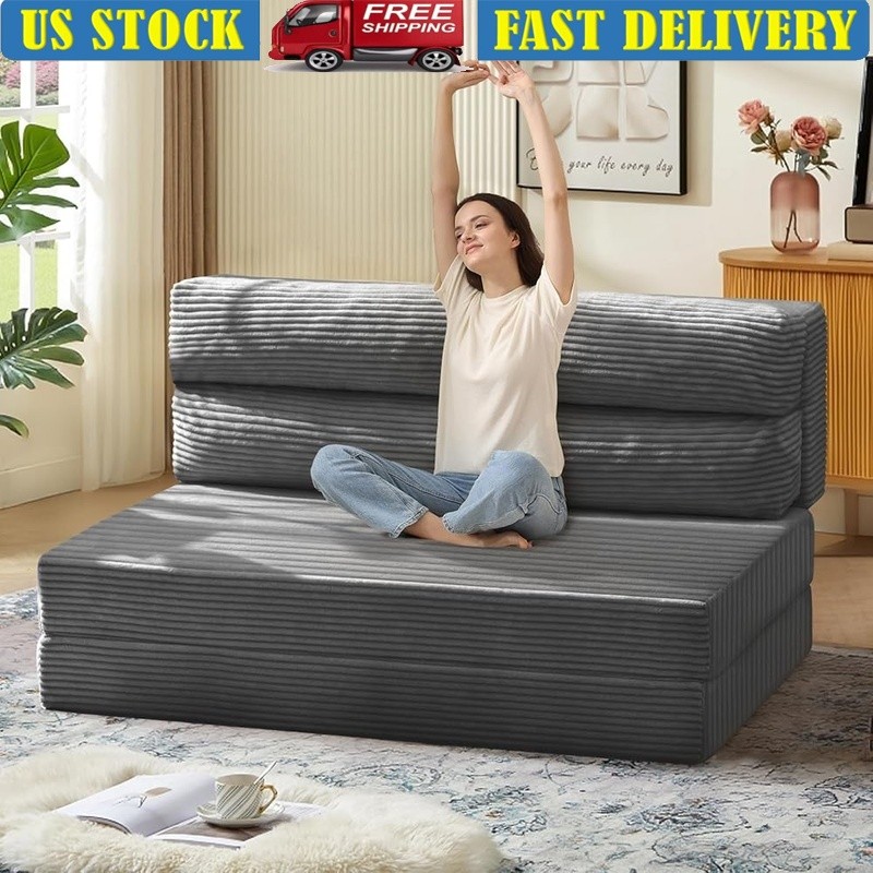 Multifunctional Foldable Sofa Bed W/ High Density Foam Adjustable Chair & Pillow