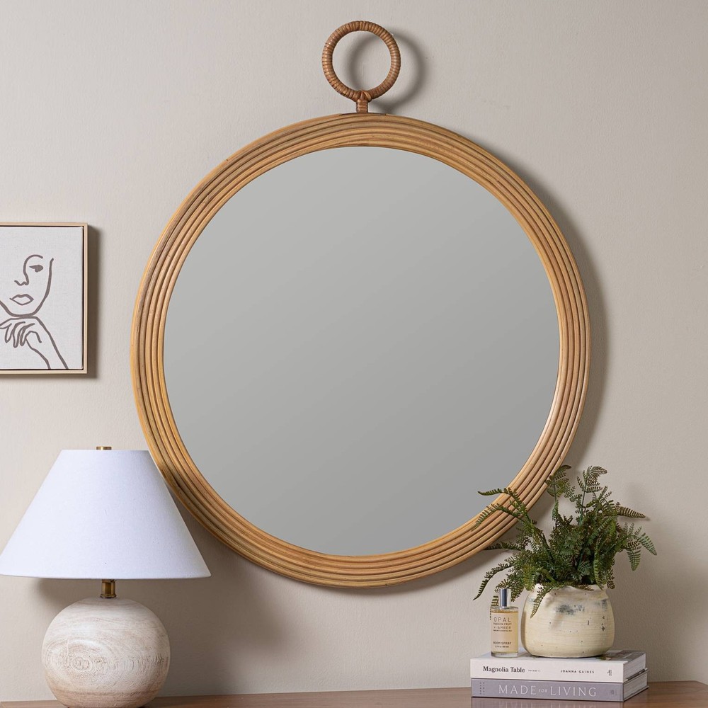 Cooper Classics Deena Natural 32" Round Wall Mirror