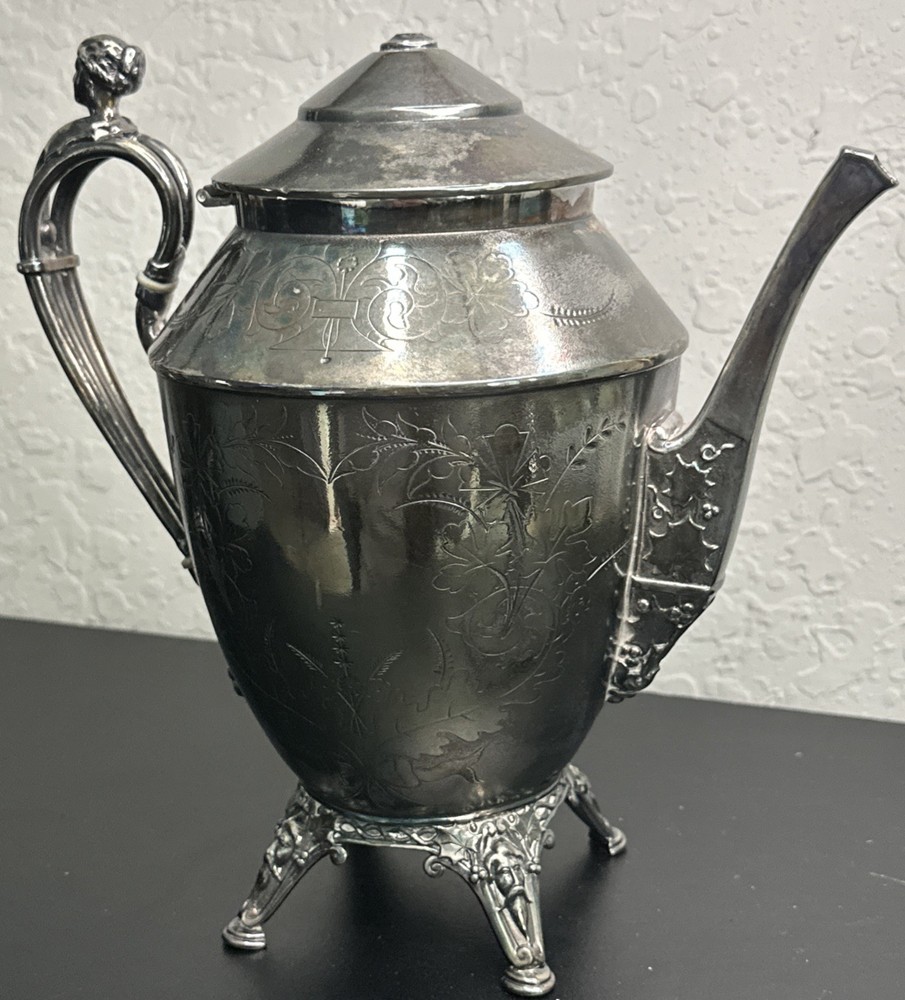 ROGERS SMITH CONNECTICUT  1887 SILVER-PLATE TEAPOT Server Antique Victorian READ