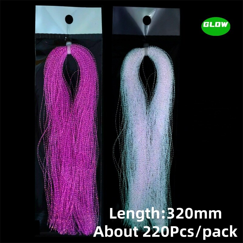 2pack Luminous Flash Tinsel Twisted Flashabou Fly Tying Assist Jig Hook Material