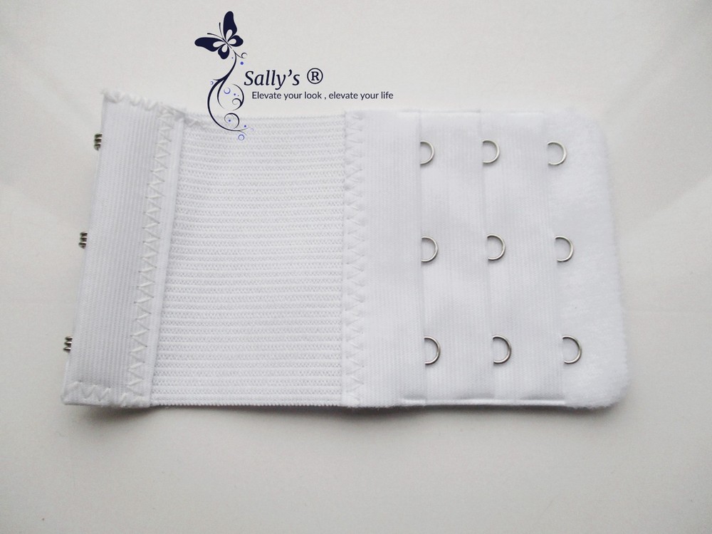 WHITE ELASTICATED SALLY’S ® BRA EXTENDER - 3 HOOK 3 POSITIONS (SS) - 2 PACK