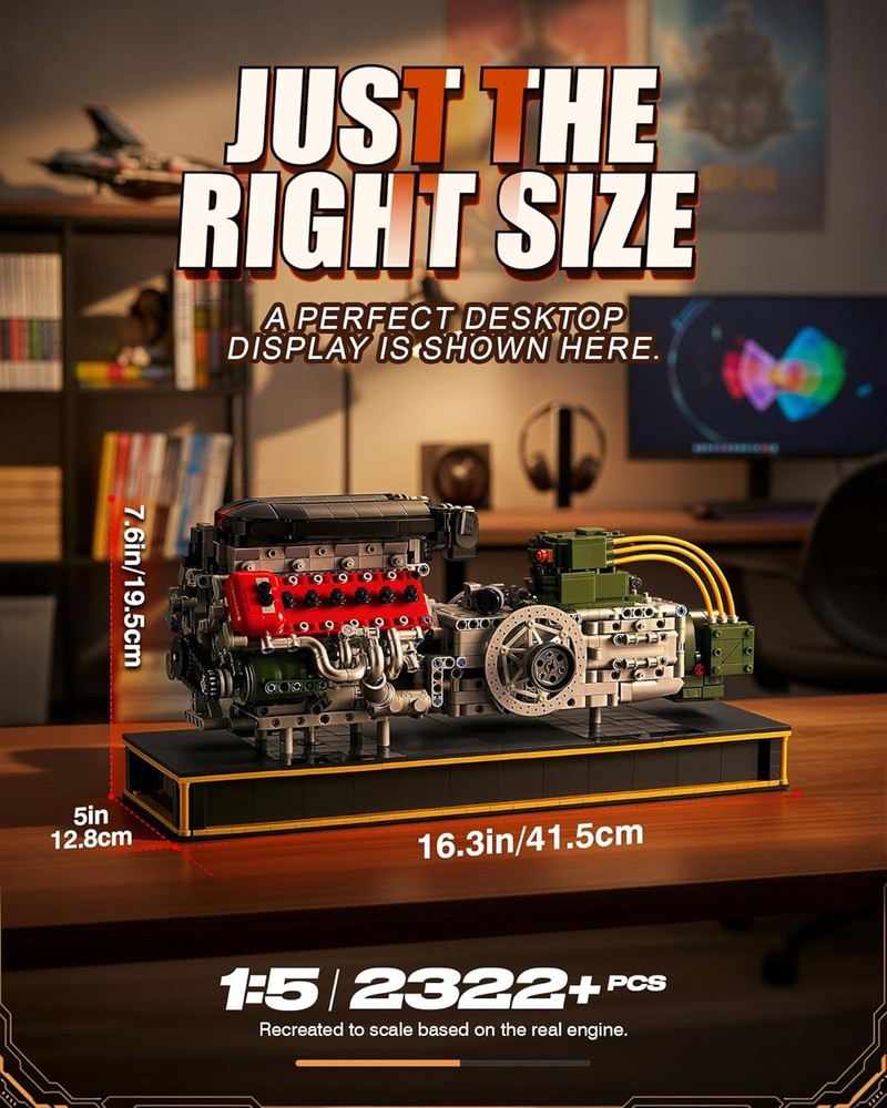 V12 Engine Model Kit That Runs, MOC Build Your Own Engineering Building Kit with