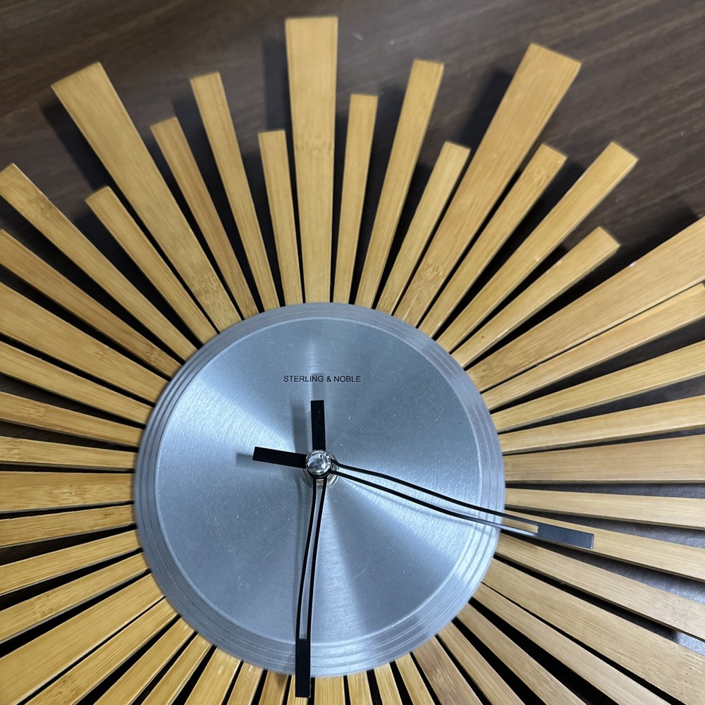 Sterling & Noble 16” Mid Century Modern Style Wall Clock Atomic *Read Needs Work