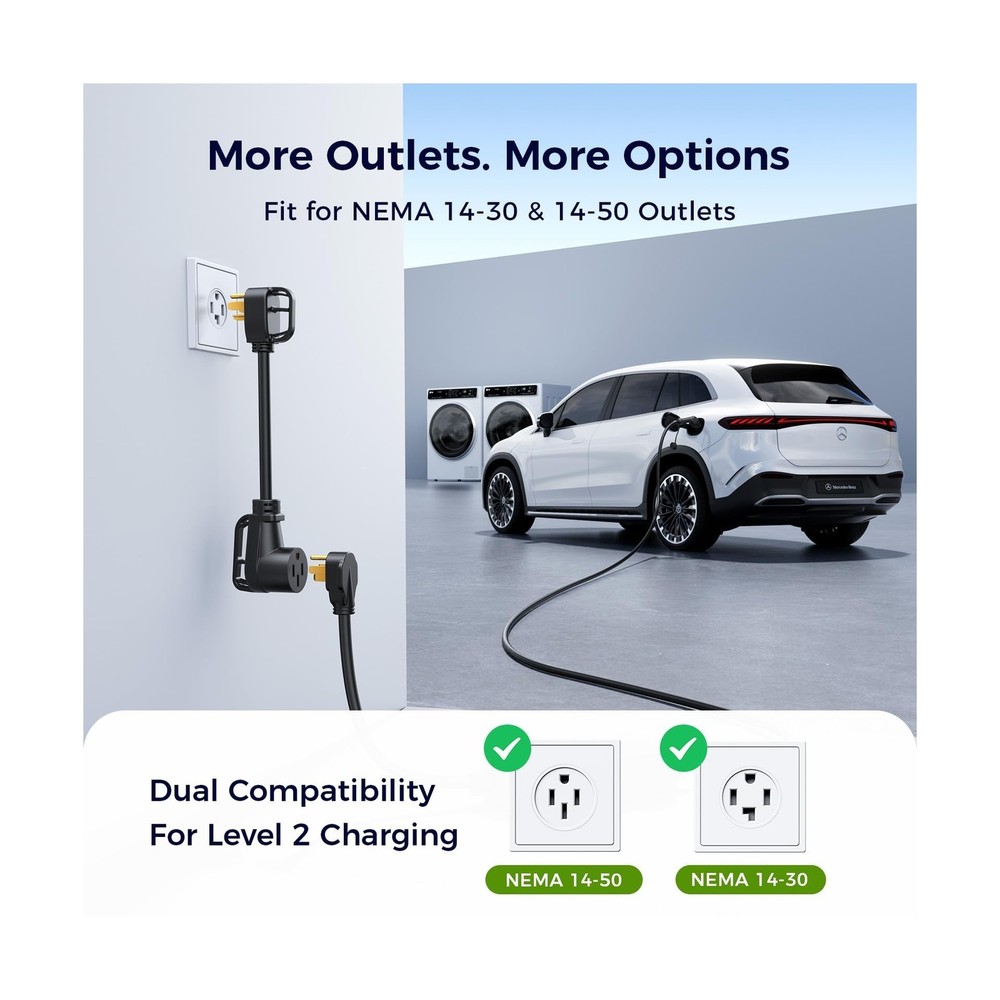 Carbon Fiber Level 2 EV Charger, 24A Adjustable Current/Timer/Smart Display, ...