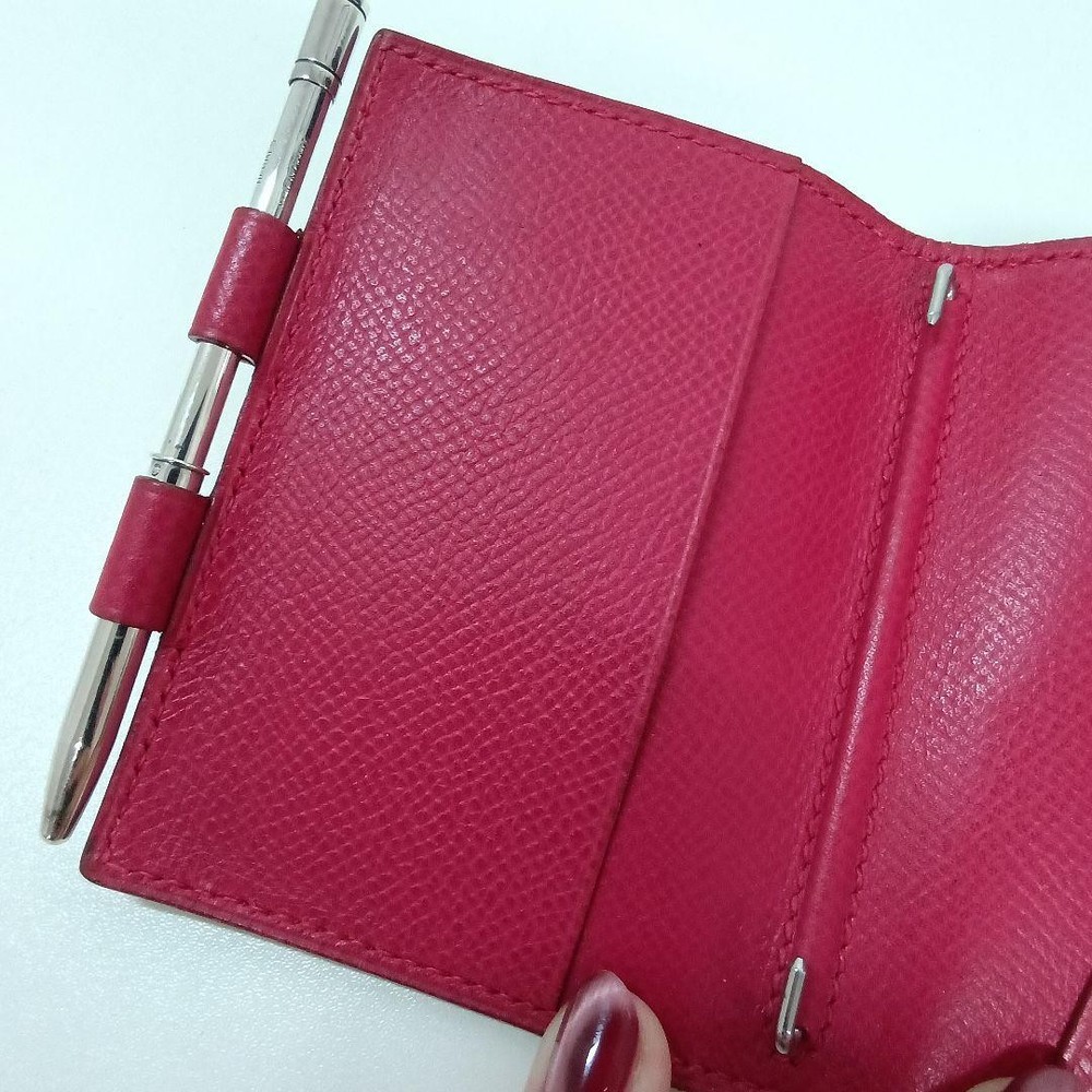 Used HERMES red leather notebook cover