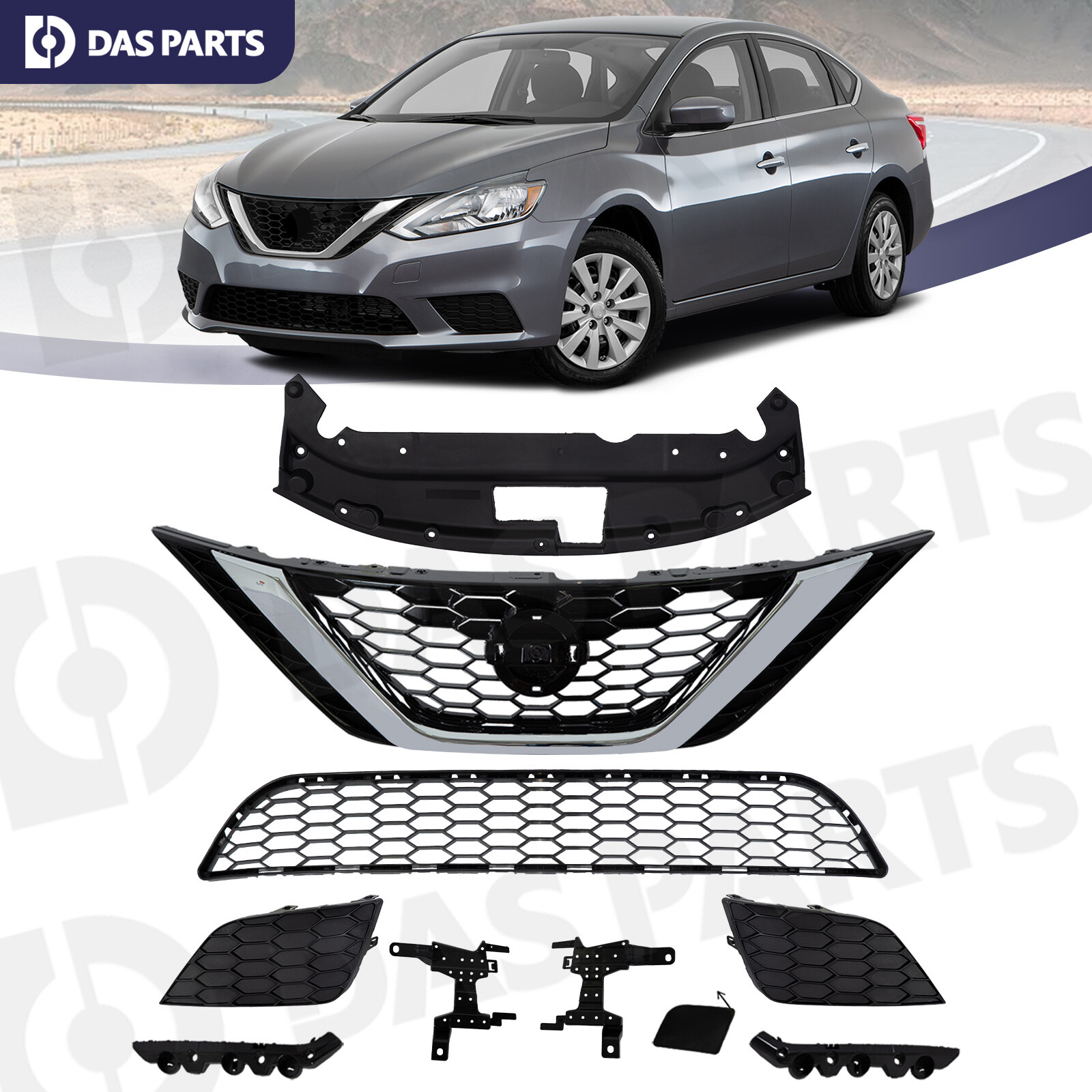 10PCS For Sentra 2016-2019 Front Bumper Radiator Support Cover Grille Mesh Kit