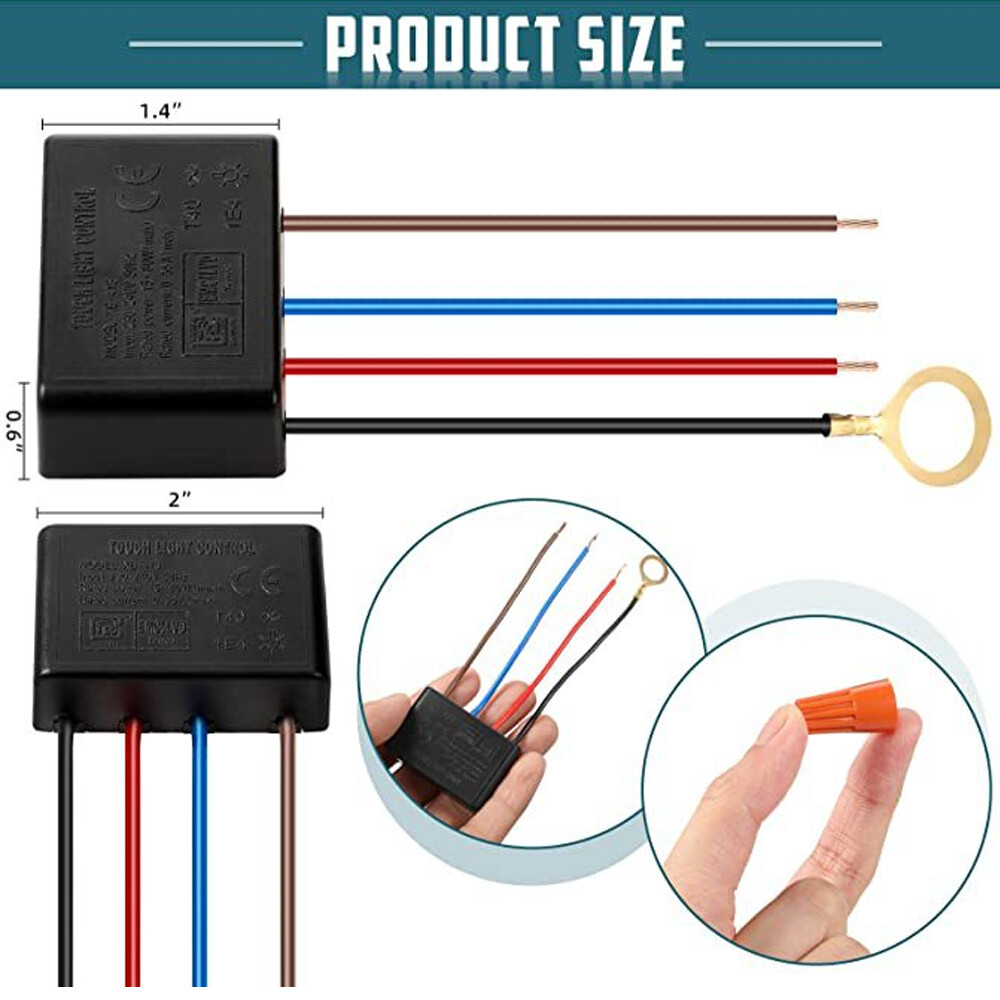 3 Way Touch Sensor Dimmer, Touch Lamp Repair Kit Control Module Replacement 2Set