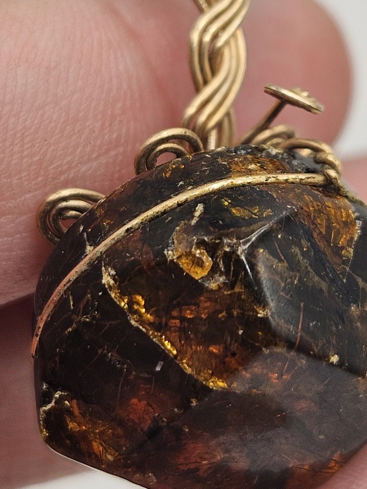 Handcrafted Amber Braided Wire Ring Size 9