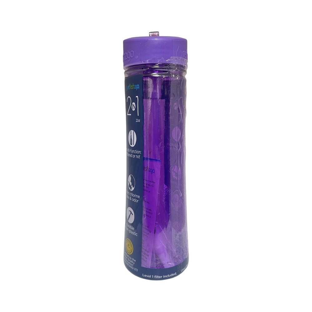 Refresh2go 2 In 1 22oz Purple Water Bottle - BPA Free Multi-function Filter