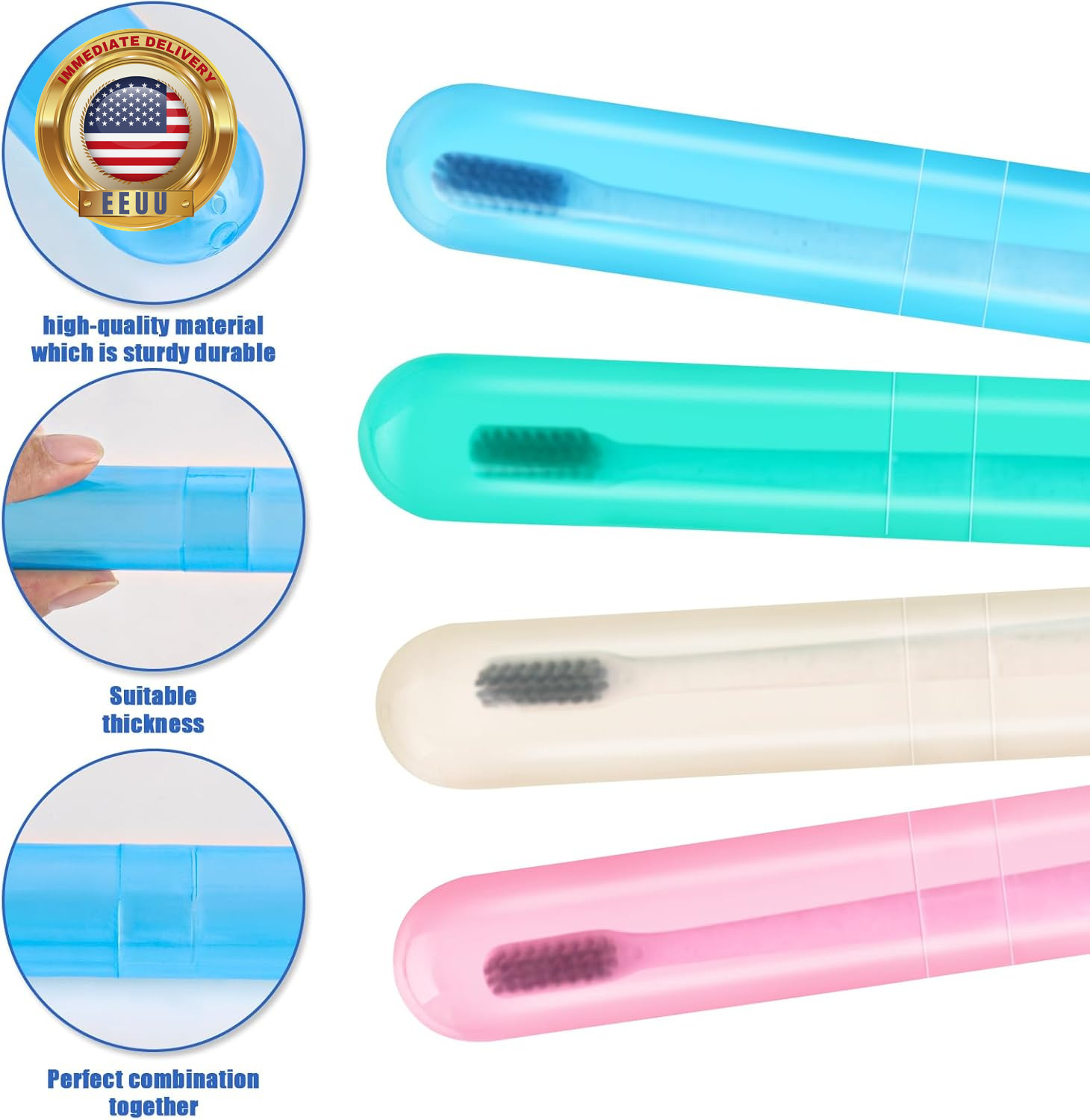4 Pack Toothbrush Cases Travel Toothbrush Holder Portable Toothbrush Container P