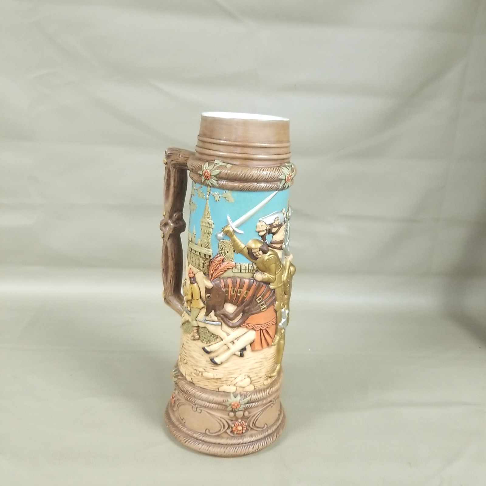 Hand Painted Ceramic Tall German Style Beer Stein Mug No Lid 24"