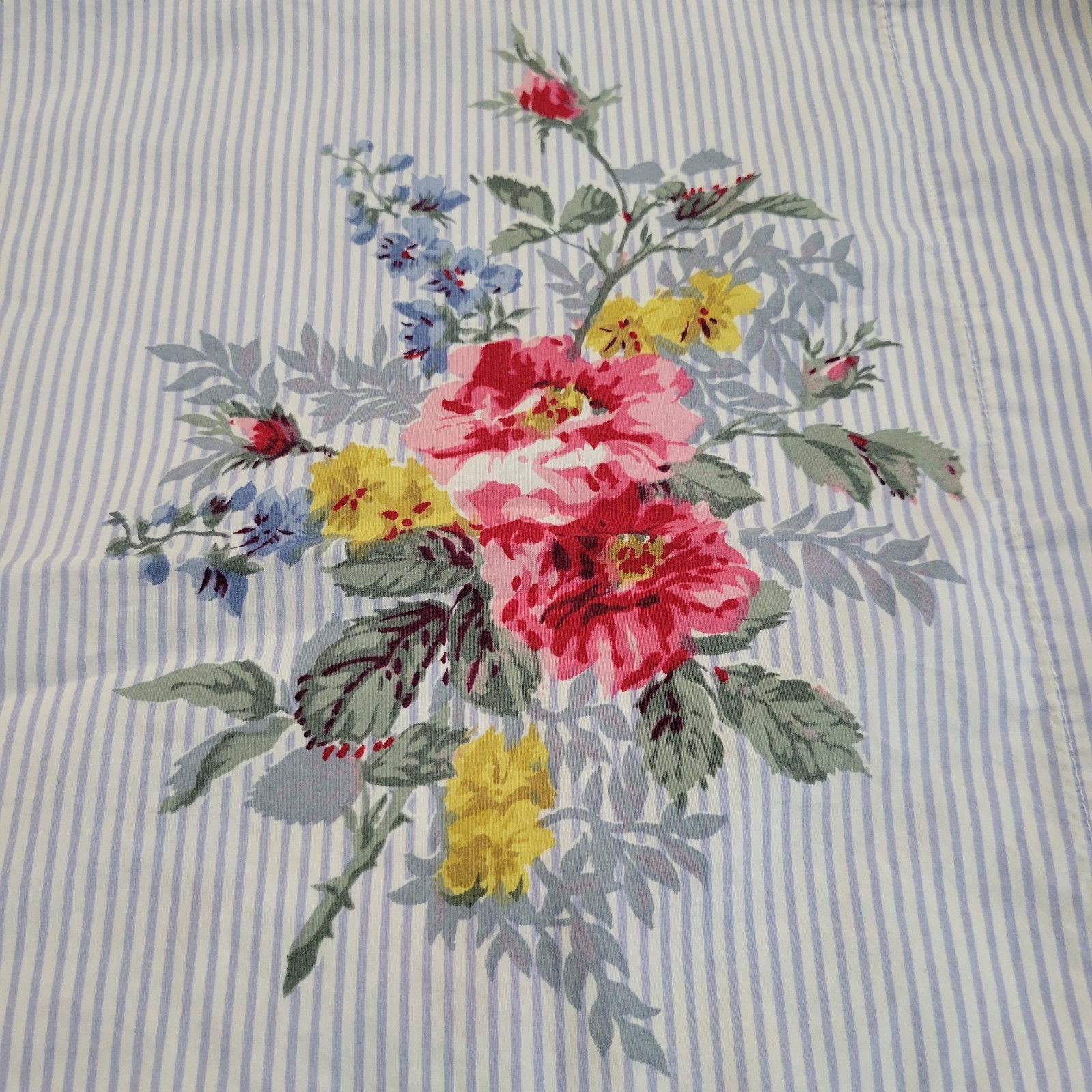 (2) Chaps Home Ralph Lauren Nantucket Blue Stripe Floral Pillowcase Standard
