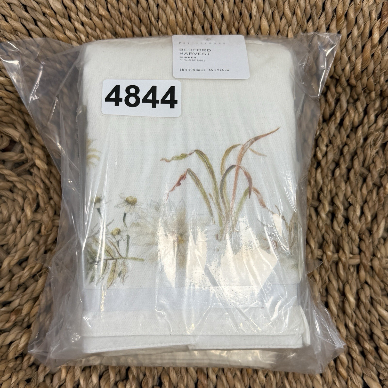 POTTERY BARN BEDFORD HARVEST COTTON/LINEN TABLE RUNNER ~ 18 X 108”