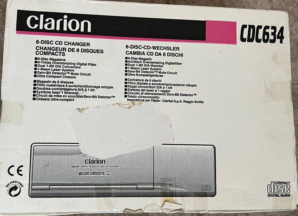 Clarion CDC634 Auto 6 CD Disk Changer. Complete Kit in Original Box