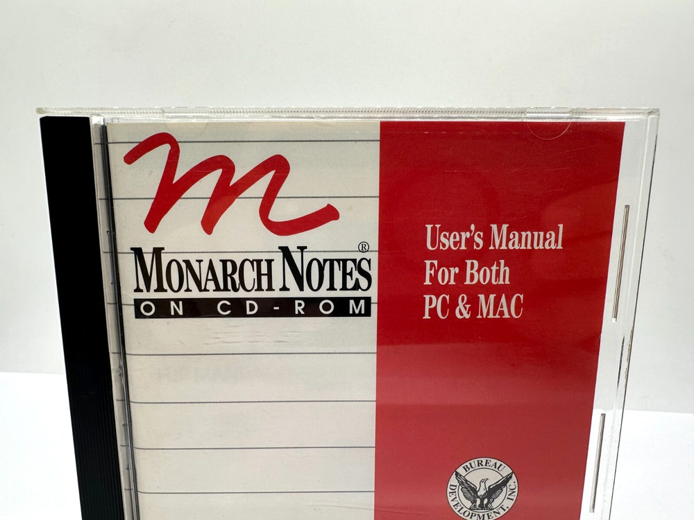 Monarch Notes on CD-Rom PC & MAC Computer Software Program - 1991