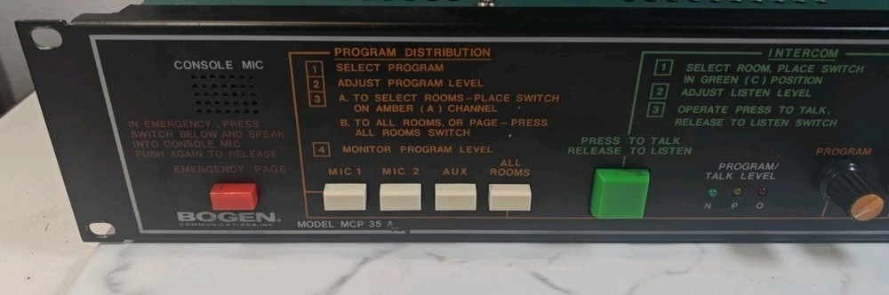 Bogen MCP35A Rackmount Intercom Master Control Panel Works!
