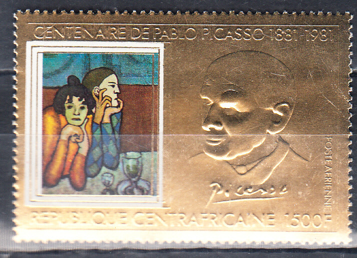 W CENTRAL AFRICA C247A PICASSO CENTENARY PERFORATED GOLD FOIL