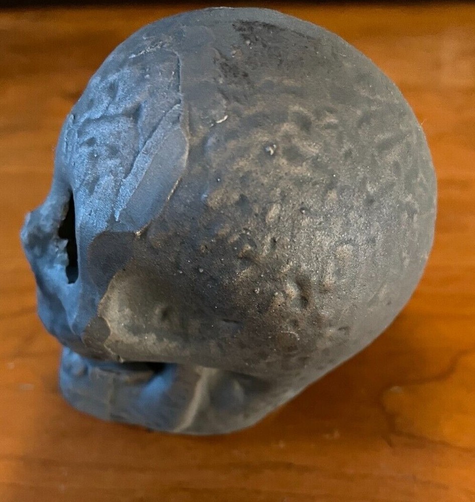 NIB Ceramic Human Skull for Firepit Fireplace Halloween
