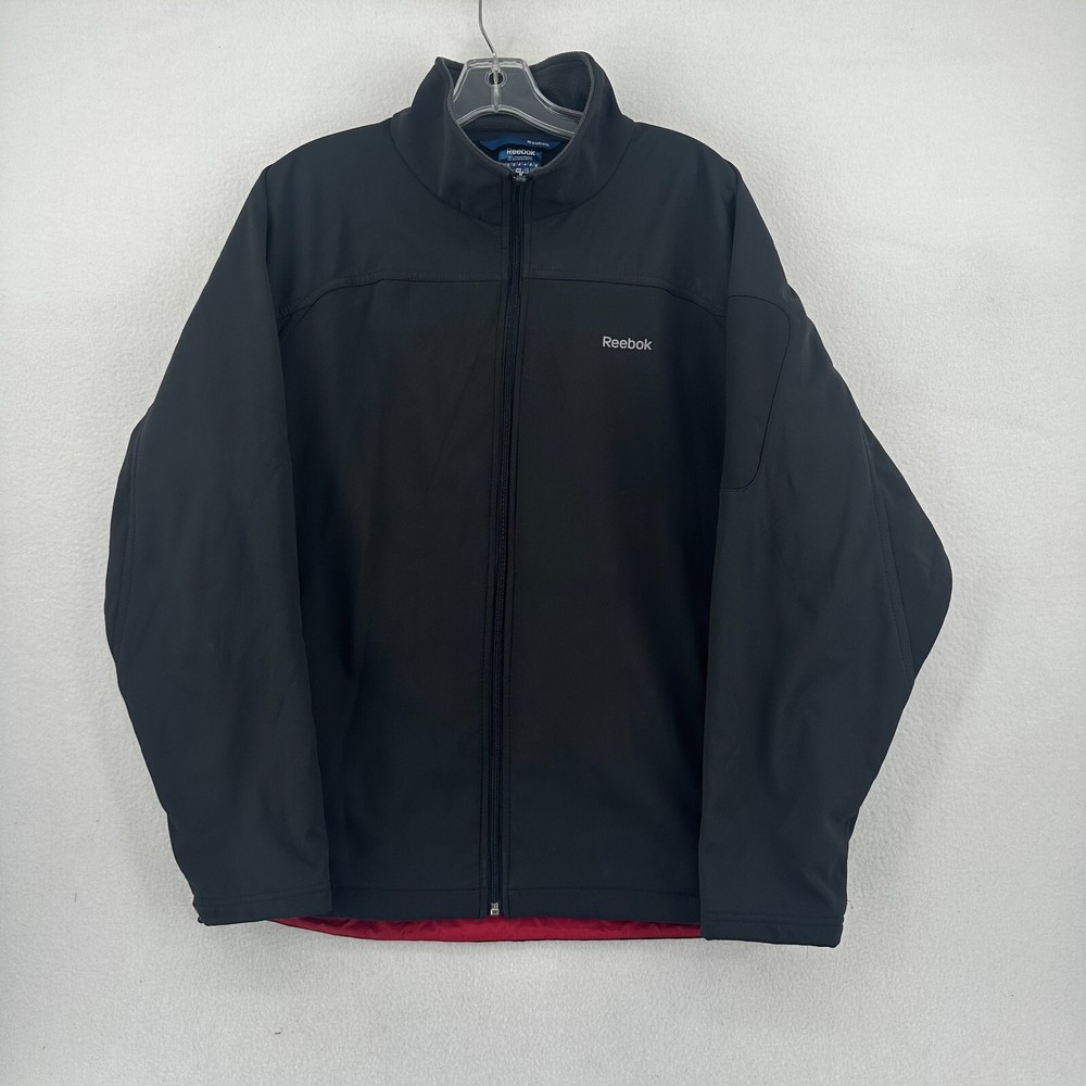 Reebok Men's Shell Jacket Size Medium Black Full Zip Fleece Lined