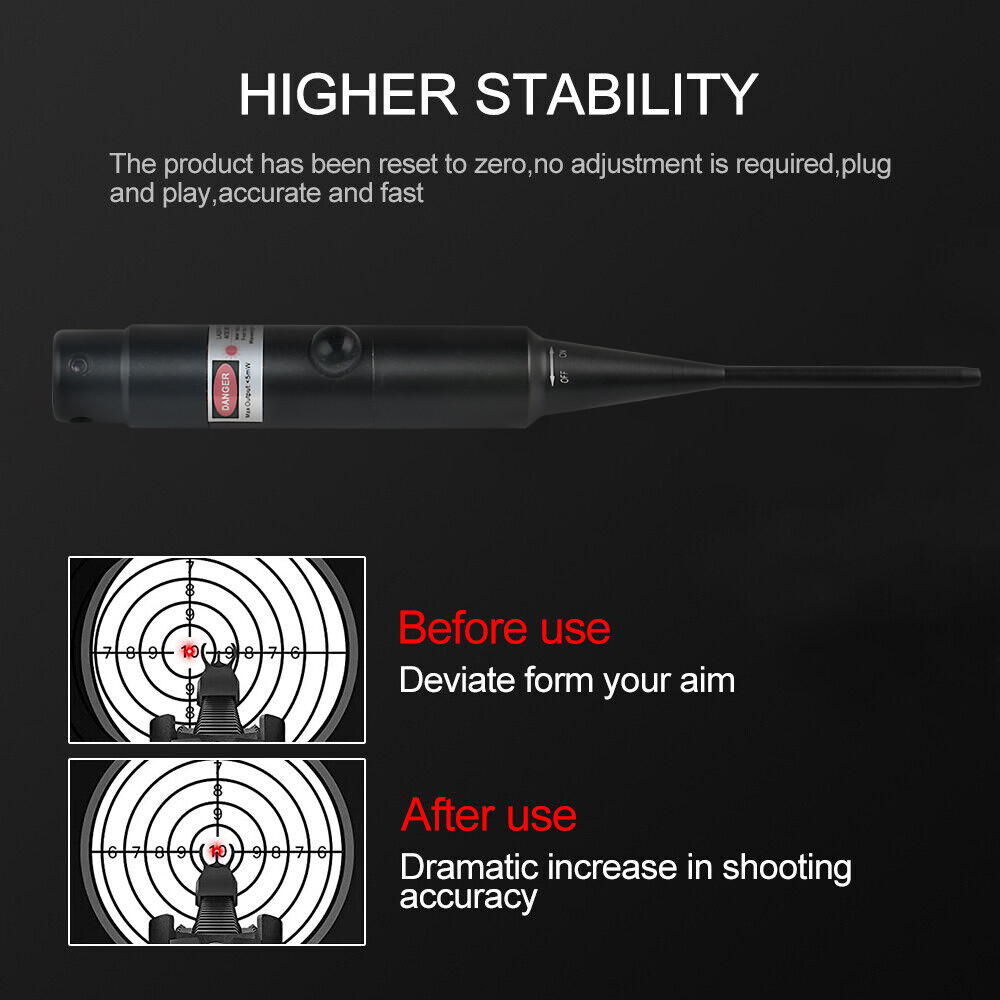 .177 to .78 /.50/12GA Caliber Green Red Laser Bore Sighter for Rifles Handguns