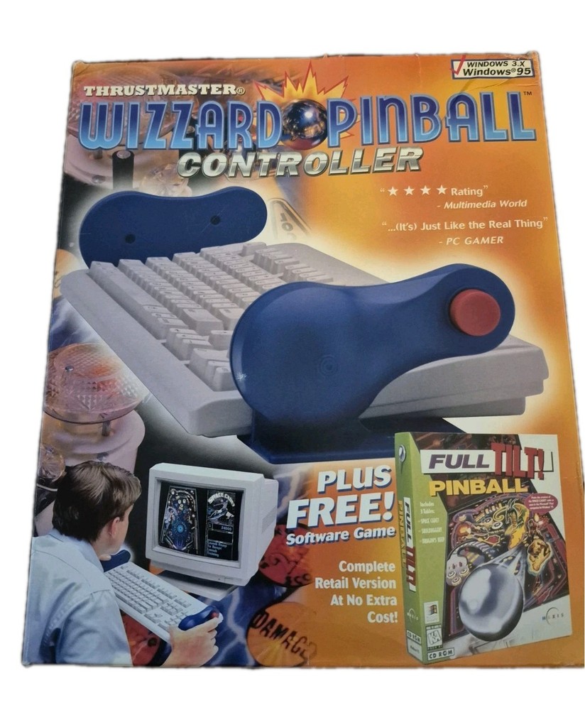 1996 Thrustmaster Wizzard Pinball Controllers PC Game Open Box