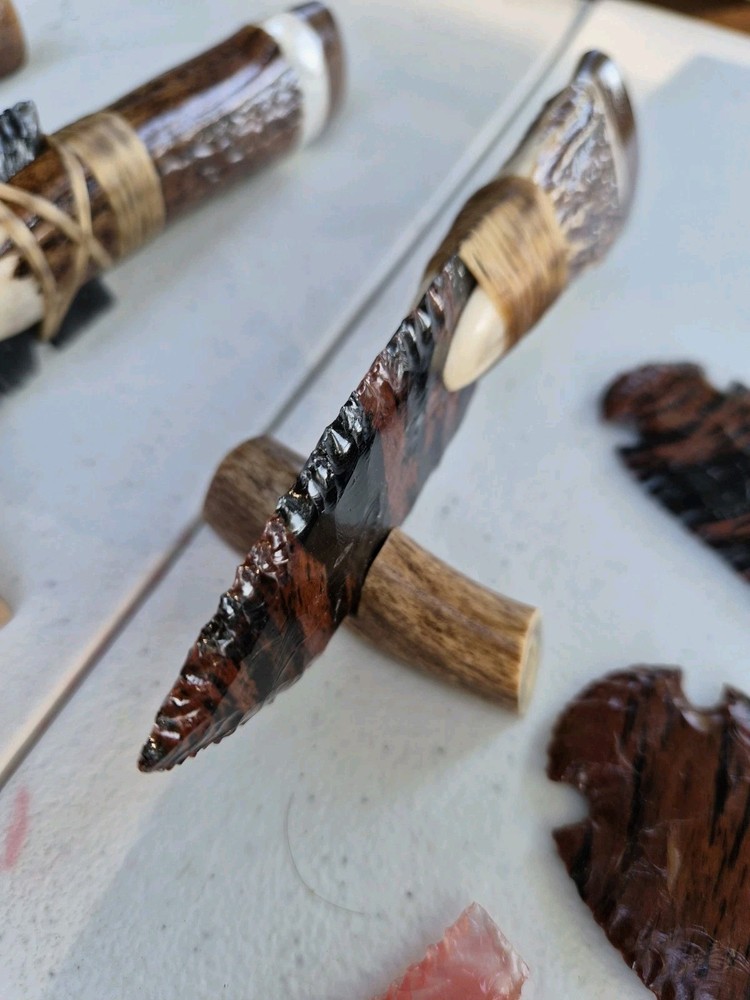 Triple Flow Obsidian Knifes, Flint Knapping, ENTIRE COLLECTION !