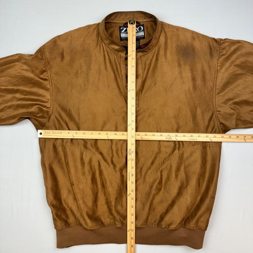 Vintage Zero Restriction Golf Jacket Mens L Pullover Microfiber Brown L/S