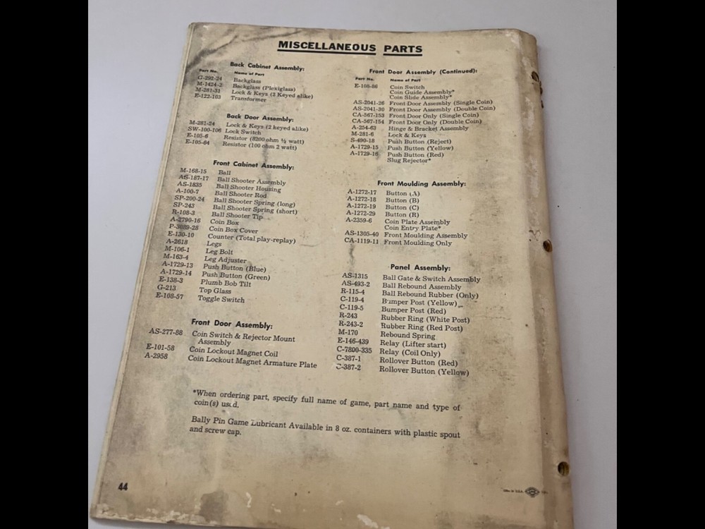 Bally Folies Bergeres Bingo Manual