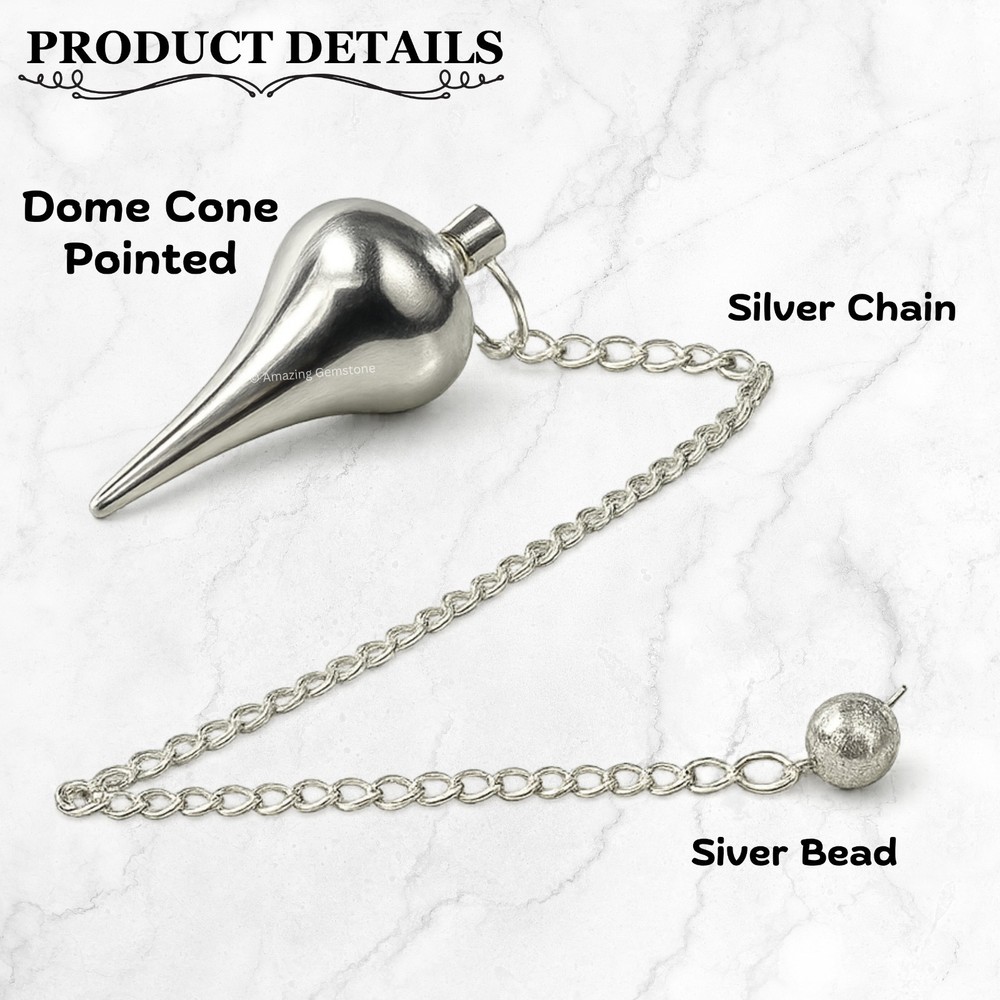 Metal Pendulum Silver Dome Cone Point for Divination