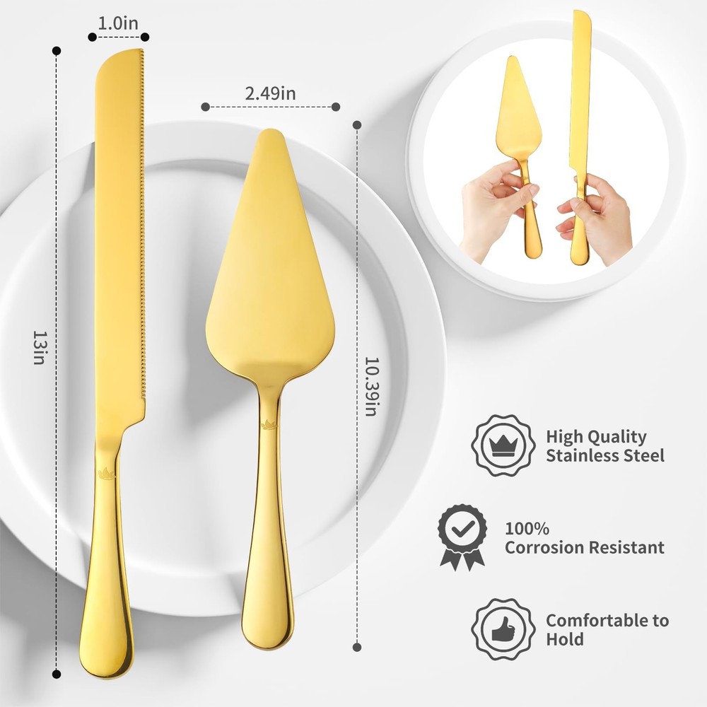 Cake Cutting Set for Wedding - Extended Cake And Server Set Thickened Stainle...